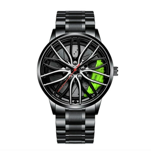 Willtoo Car Watches For Men, Stainless Steel Quartz Wrist Watch Sports Men’s Watches With Car Wheel Rim Hub Design