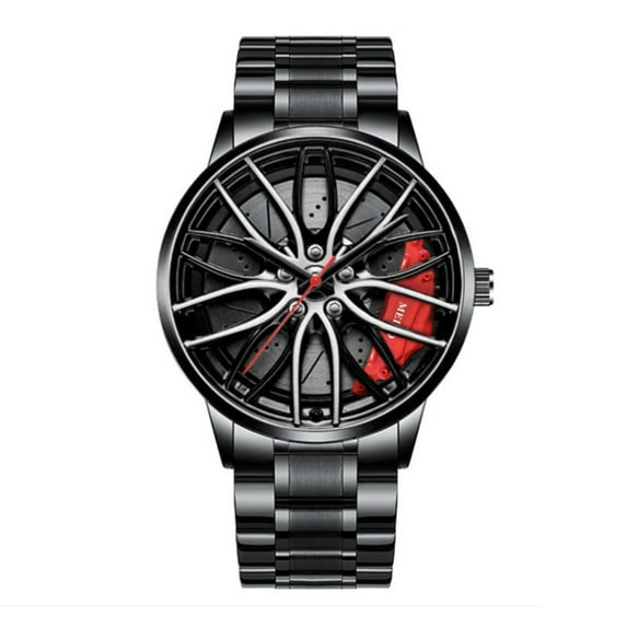 Willtoo Car Watches For Men, Stainless Steel Quartz Wrist Watch Sports Men’s Watches With Car Wheel Rim Hub Design