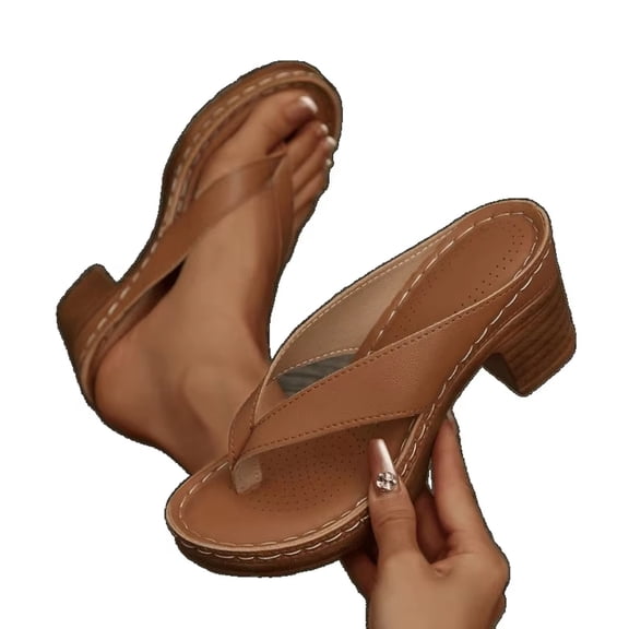 Willtoo Chunky Heel Sandals for Women Summer Dressy 2026 Arch Support Comfortable Orthopedic Slip-On Open Toe Heeled Flip Flops Bridal Party Wedding Shoes Casual Wedge Thong Sandals