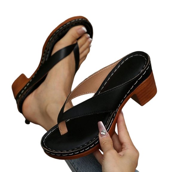 Willtoo Chunky Heel Sandals for Women Summer Dressy 2026 Arch Support Comfortable Orthopedic Slip-On Open Toe Heeled Flip Flops Bridal Party Wedding Shoes Casual Wedge Thong Sandals