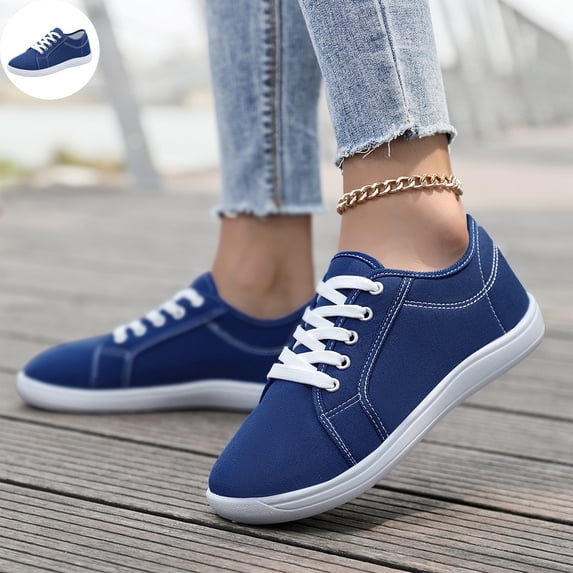 Willtoo Classic Low-Top Canvas Sneakers for Women Lightweight Lace-Up Casual Walking Shoes with Non-Slip Rubber Sole, Breathable Flat Skate Shoes