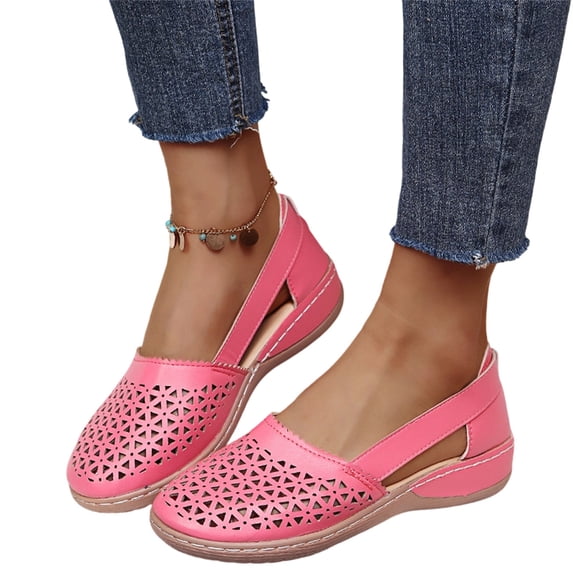 Willtoo Closed Toe Sandals Women Hollow Casual Flats Orthotic Wedge Dressy Comfortable Shoes Beach Outdoor Walking Slippers