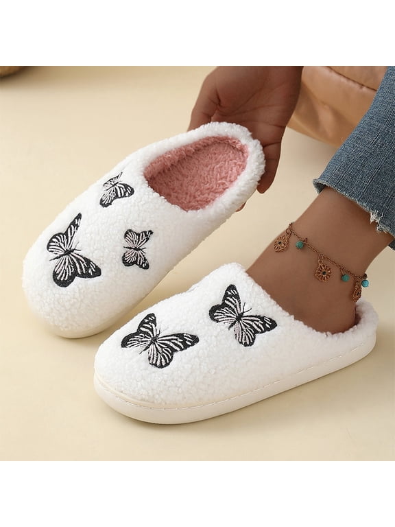Comfy Slippers for Women Indoor Fluffy Women's Slip on Fuzzy House Slippers Memory Foam Slippers Scuff Outdoor Indoor Warm Plush Bedroom Shoes Pink 9 Wide