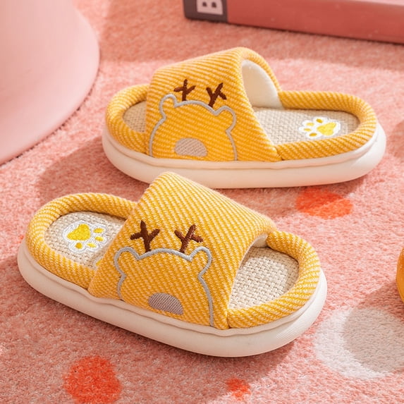 Willtoo Cute Bear Flax Slippers Sandals Family Set for Girls Clean Girl Aesthetic Safe Comfort Adorable and Cozy Indoor Footwear