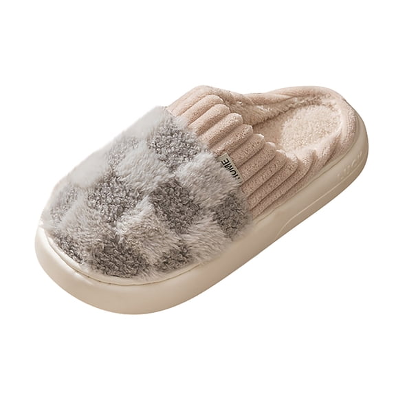 Willtoo Cute Fuzzy Slip-On Warm Slippers for Women Lightweight Soft Furry Shoes with Memory Foam Thick Sole EVA Pillow Slipper Comfy Indoor/Outdoor Gray