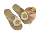 thumbnail image 1 of Willtoo Cute Linen Daisy Flip Flops For Women Thong Sandals Slides Summer Premium Comfort Slippers Arch Support Yoga Mat Footwear, 1 of 6