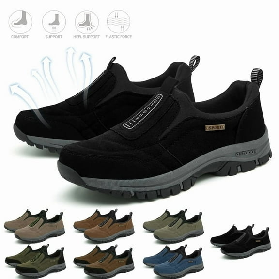 Willtoo Enjerr Orthopedic Shoes Men, Enjerr Orthopedic Shoes, Comfortable Waterproof Orthopedic Walking Shoes Hiking Sneakers Black 6.5
