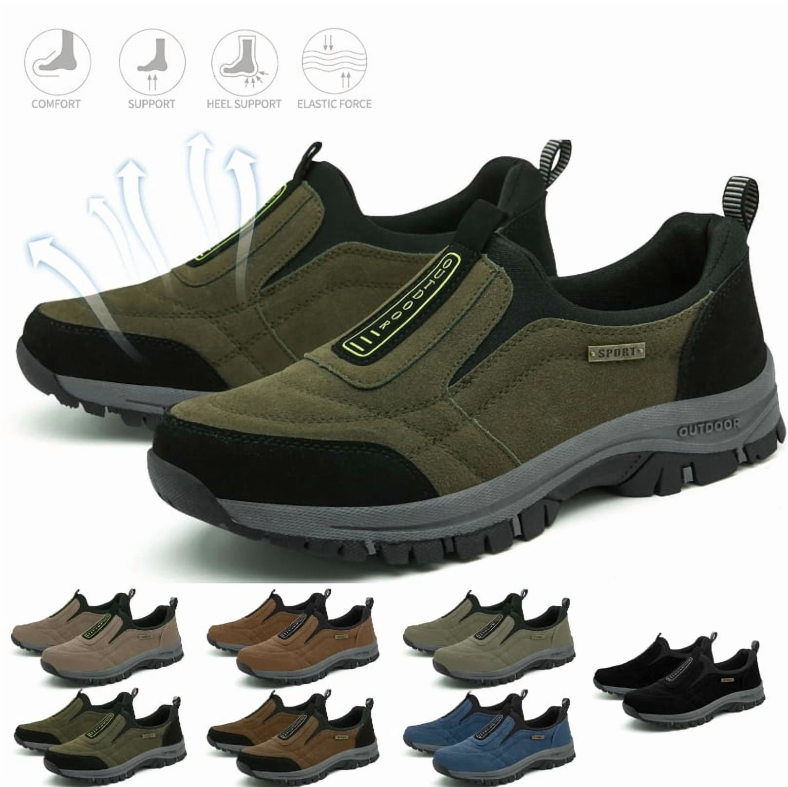 Willtoo Enjerr Orthopedic Shoes Men, Enjerr Orthopedic Shoes, Comfortable Waterproof Orthopedic Walking Shoes Hiking Sneakers Green 8.5