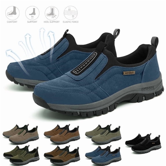 Willtoo Enjerr Orthopedic Shoes Men, Non-Slip Slip-On Outdoor Sneakers, Comfortable Breathable Balance Shoes for Walking Hiking Blue 7