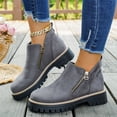 thumbnail image 1 of Willtoo Fall Shoes for Women 2026 Ankle Boots Side V Cut Platform Chunky Heels Short Booties with Zipper Round Toe Low Heel Comfortable Walking Non Slip Boot Low-top Loafer, 1 of 5