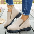 thumbnail image 1 of Willtoo Fall Shoes for Women 2026 Ankle Boots Side V Cut Platform Chunky Heels Short Booties with Zipper Round Toe Low Heel Comfortable Walking Non Slip Boot Low-top Loafer, 1 of 5