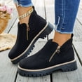 thumbnail image 1 of Willtoo Fall Shoes for Women 2026 Ankle Boots Side V Cut Platform Chunky Heels Short Booties with Zipper Round Toe Low Heel Comfortable Walking Non Slip Boot Low-top Loafer, 1 of 5