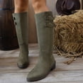 thumbnail image 1 of Willtoo Fall Winter Boots for Women Double Buckle Wide Calf Knee High Boots, Faux Suede Pointed Toe Stacked Block Heel Tall Boots, Side Zipper Casual Fall Winter Fashion Boots, 1 of 4