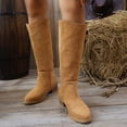 thumbnail image 1 of Willtoo Fall Winter Boots for Women Double Buckle Wide Calf Knee High Boots, Faux Suede Pointed Toe Stacked Block Heel Tall Boots, Side Zipper Casual Fall Winter Fashion Boots, 1 of 5