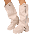 thumbnail image 1 of Willtoo Fall Winter Boots for Women Slouchy Mid‑Calf Platform Boots, Faux Leather Ruched Stacked Heel Combat Boots, Side Zipper Buckle Decor Lug Sole Fashion Boots, 1 of 6