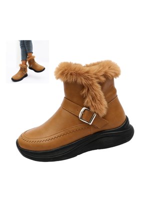 Fashion Side Zip Snow Boots for Women Winter Warm Faux Fur Lined Ankle Booties Comfy Waterproof Slip on Lightweight Footwear