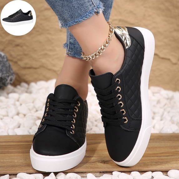 Willtoo Fashion Sneakers for Women Classic Low Top Lace Up Flat Walking Shoes Round Toe Non Slip Casual Shoes