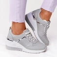 thumbnail image 1 of Willtoo Fashion Wedge Sneaker for Women Ladies High Heeld Wedge Sneakers Hidden Lace Up Platform Sneakers Daily Wear Shoes Gray, 1 of 5
