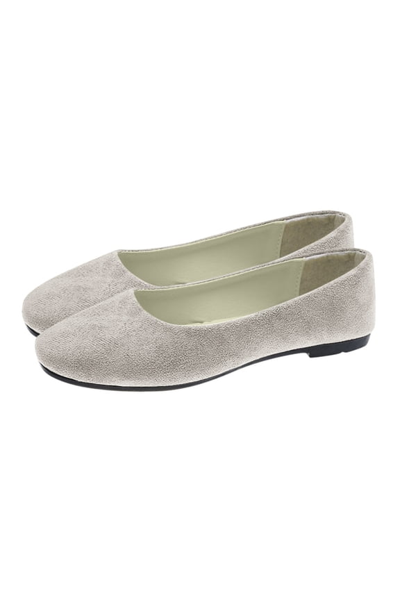 Flat Shoes for Women Pointed Toe Pumps Shoes Faux Suede Ballets Flats Comfortable Soft Ballet Dressy Slip on Walking Ballerina Shoe Booties Beige US-5.5(EU-36)