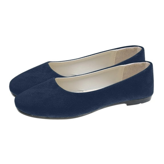 Willtoo Flat Shoes for Women Pointed Toe Pumps Shoes Faux Suede Ballets Flats Comfortable Soft Ballet Dressy Slip on Walking Ballerina Shoe Booties Dark Blue US-8.5（EU-41）