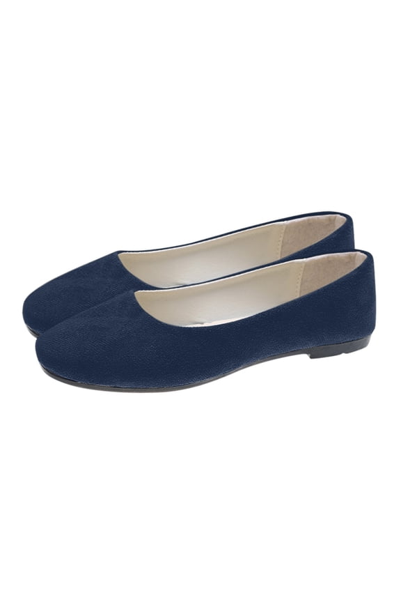 Flat Shoes for Women Pointed Toe Pumps Shoes Faux Suede Ballets Flats Comfortable Soft Ballet Dressy Slip on Walking Ballerina Shoe Booties Dark Blue US-8.5（EU-41）
