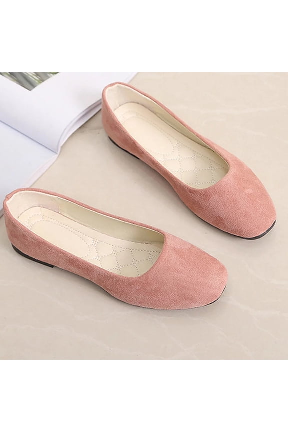 Flat Shoes for Women Slip On Comfortable Walking Ballerina Shoes Ladies Cute Ballet Flats Pumps Low Wedge Shoes Pink US-10（EU-43）