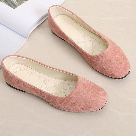 Willtoo Flat Shoes for Women Slip On Comfortable Walking Ballerina Shoes Ladies Cute Ballet Flats Pumps Low Wedge Shoes Pink US-7（EU-38）