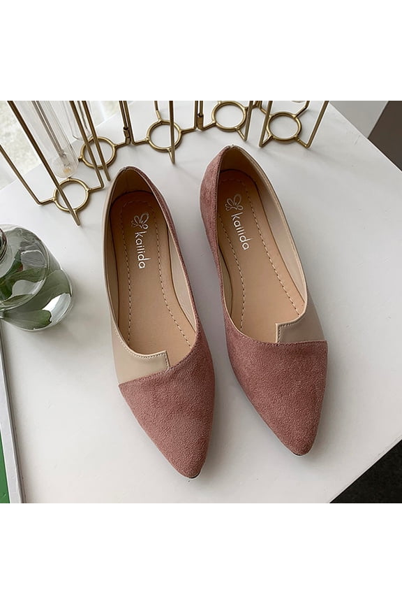 Flats Shoes Women Comfortable Slip on Pointy Toe Ballerina Walking Flats Shoes Pink US-7.5(EU-39)