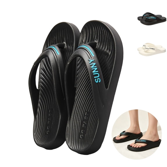 Willtoo Flip Flops for Men Letter Print Thick‑Soled Non‑Slip Slide Sandals Lightweight Soft House Slippers for Indoor Outdoor Beach Shower