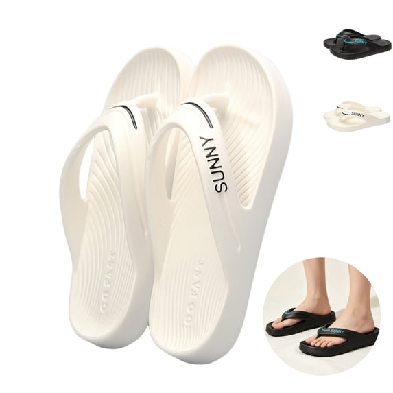 Willtoo Flip Flops for Men Letter Print Thick‑Soled Non‑Slip Slide Sandals Lightweight Soft House Slippers for Indoor Outdoor Beach Shower