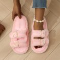 thumbnail image 1 of Willtoo Fuzzy Slippers for Women House Shoes Winter Warm Adjustable Double Straps Fluffy Faux Fur Open Toe Slippers Indoor and Outdoor Women's Slippers, 1 of 3
