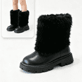 thumbnail image 1 of Willtoo Girls Mid Calf Boots Winter Round Toe Slip On Fuzzy Snow Boots Fashion Casual Cold Weather Walking Shoes for Daily Wear, 1 of 6