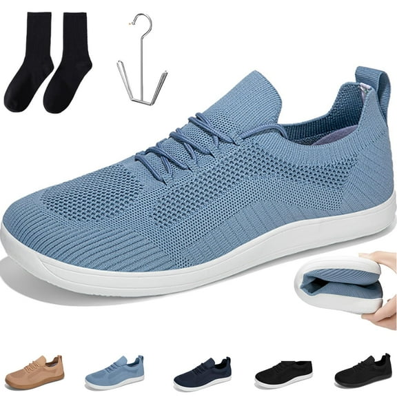 Willtoo Glyde Essence Wide Toe Minimalist Lightweight Barefoot Orthopedic Shoes, Breathable Mesh, Athletic Strength & Grip Sneakers for Women and Men Blue
