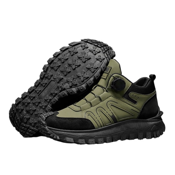 Willtoo Hiking Boots for Men Button Mid‑Top Comfortable Shoes, Non‑Slip Lightweight Outdoors Trekking Sneakers, Shock‑Absorbing Casual Footwear for Camping Hiking Daily Outdoor Activities