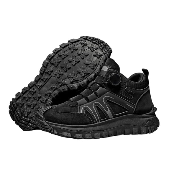 Willtoo Hiking Boots for Men Button Mid‑Top Comfortable Shoes, Non‑Slip Lightweight Outdoors Trekking Sneakers, Shock‑Absorbing Casual Footwear for Camping Hiking Daily Outdoor Activities