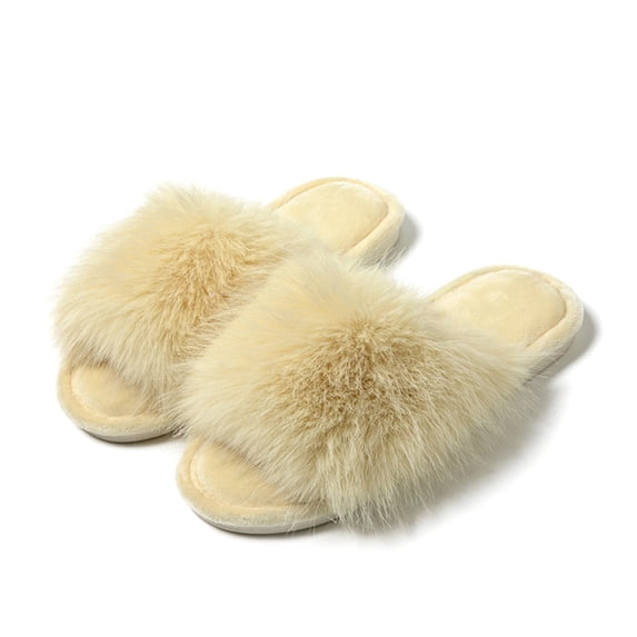 Willtoo House Slippers For Womens Winter Open Toe Fuzzy Slippers Memory Foam Fluffy Non Slip Indoor Outdoor Sandal