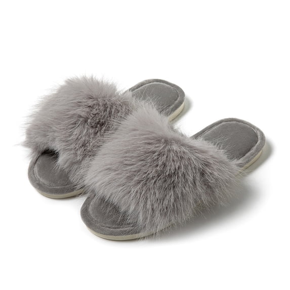 Willtoo House Slippers For Womens Winter Open Toe Fuzzy Slippers Memory Foam Fluffy Non Slip Indoor Outdoor Sandal