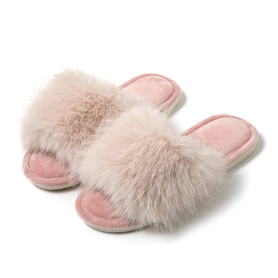 Willtoo House Slippers For Womens Winter Open Toe Fuzzy Slippers Memory Foam Fluffy Non Slip Indoor Outdoor Sandal
