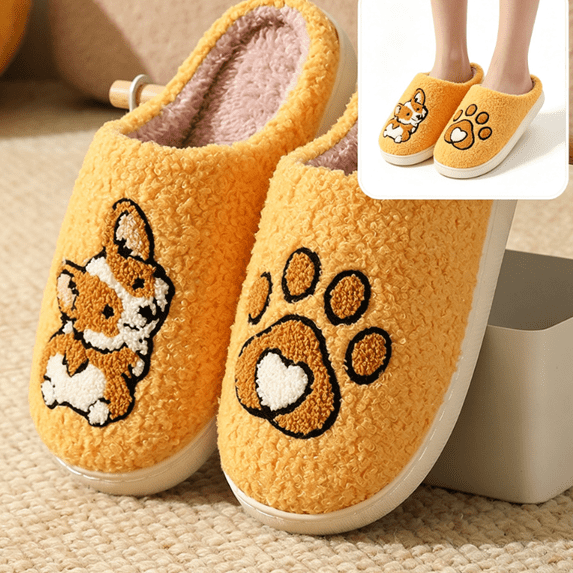 Willtoo House Slippers for Women Cute Embroidered Fuzzy Winter Warm Slides Plush Lined Slip On Cozy Indoor Home Shoes