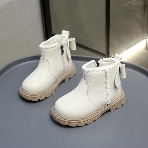 Willtoo Kids Casual Ankle Boot Round Toe British Faux Leather Slip-On Boots Autumn Winter Booties Non Slip Outsole for Daily School