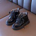 thumbnail image 1 of Willtoo Kids Shiny Patent Faux Leather Combat Ankle Boots Unisex Boys Girls Side Zipper Lace Up British Style Short Booties Non-Slip Platform Comfort Boots, 1 of 5
