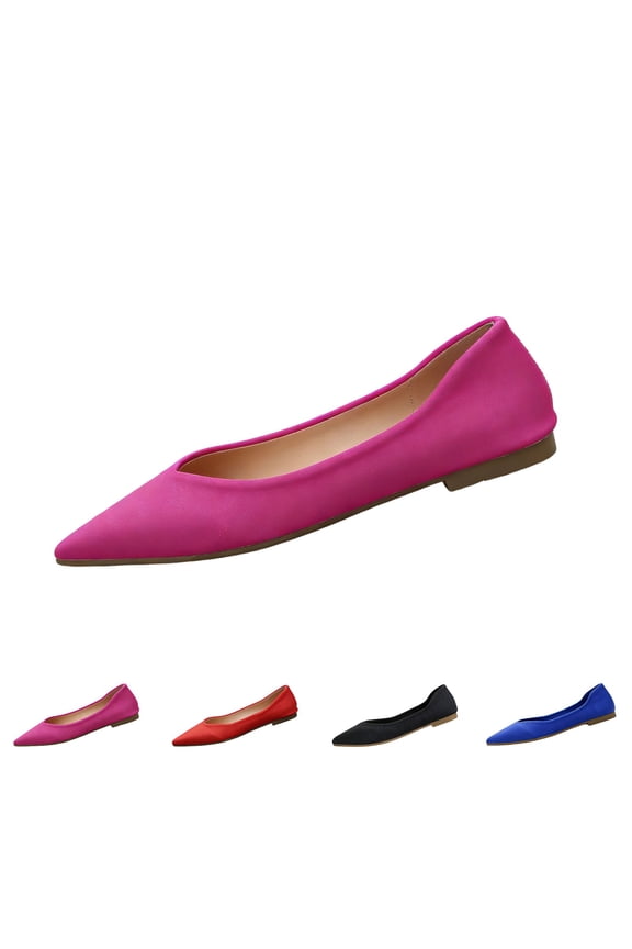 Ladies Fashion Solid Color Pointed Toe Casual Shoes Shallow Flat Shoes Lace Shoes Women