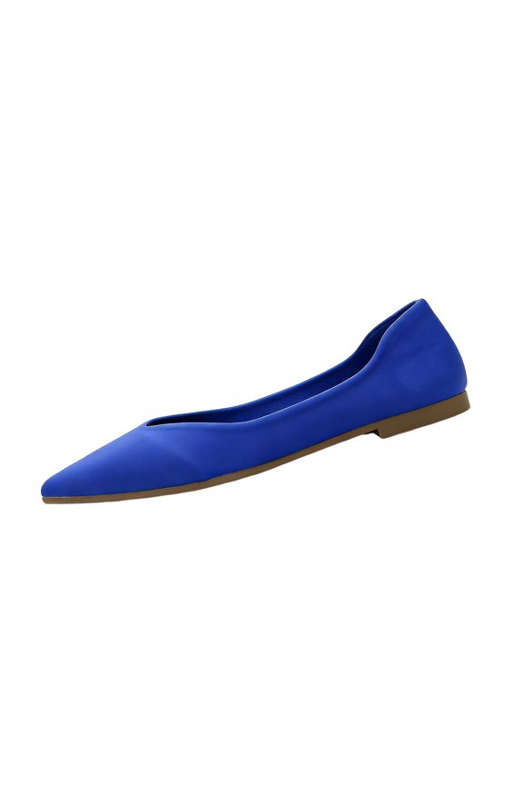 Ladies Fashion Solid Color Pointed Toe Casual Shoes Shallow Flat Shoes Lace Shoes Women