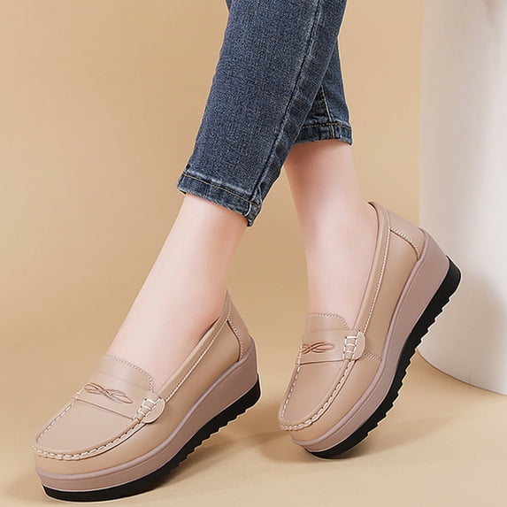 Willtoo Loafers for Women Closed Toe Wedge Platform Shoes, Slip‑on Casual Footwear, Comfortable Non‑slip Wedge Heel Walking Shoes