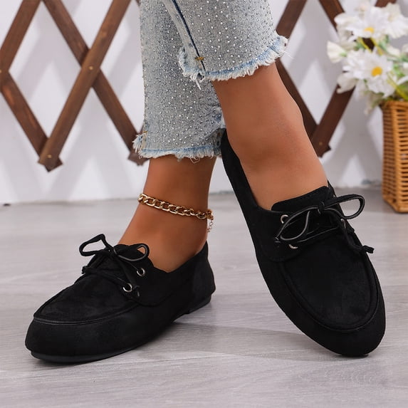 Willtoo Loafers for Women Slip On Closed Toe Casual Work Flats Shoes Non Slip Business Comfortable Dressy Office Loafer with Bow