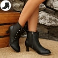 thumbnail image 1 of Willtoo Low Heel Ankle Boots for Women Comfortable Closed Round Toe Two-Toned Short Boots Chunky Heel Booties with Side Zipper Fall Winter Dress Shoes, 1 of 6