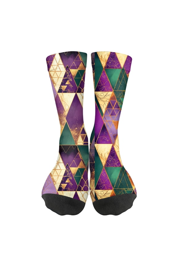 Mardi Gras Crew Socks for Men Women Kids Festive Mask Print Colorful Carnival Sock for Party Family Celebrations