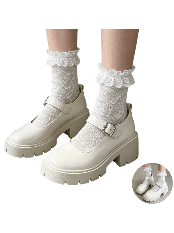 Mary Jane Shoes Women Platform Mary Janes for Women Chunky Heels Goth Round Toe Pumps with Ankle Strap Fashion Casual Business Dressy Work Shoes