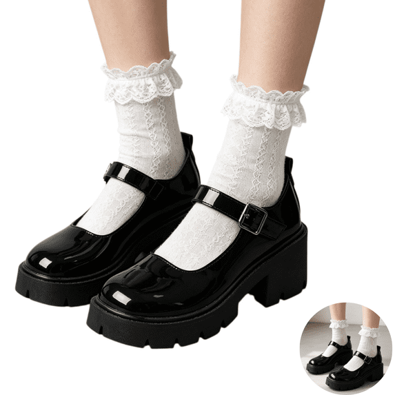 Willtoo Mary Jane Shoes Women Platform Mary Janes for Women Chunky Heels Goth Round Toe Pumps with Ankle Strap Fashion Casual Business Dressy Work Shoes