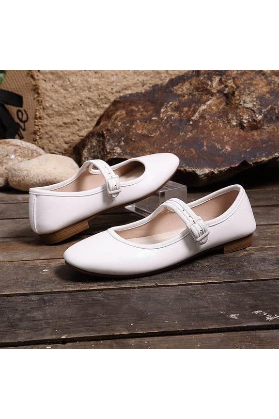 Mary Jane Shoes for Women Comfortable Ballet Flats with Buckle Strap Dressy Office Work Flat Mary Janes Business Casual
